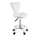 Hydraulic Beauty Stool with Backrest FUTURE WHITE