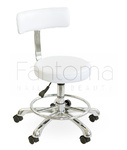 Hydraulic Beauty Stool with Backrest LUX White