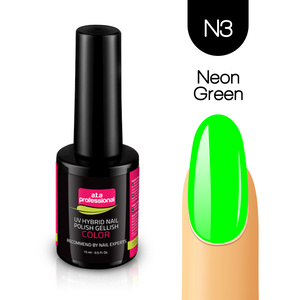 UV Hybrid Nail Polish Gellish COLOR No.N3 15ml - NEON GREEN