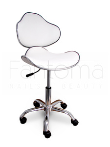 Hydraulic Beauty Stool with Backrest COMFY WHITE