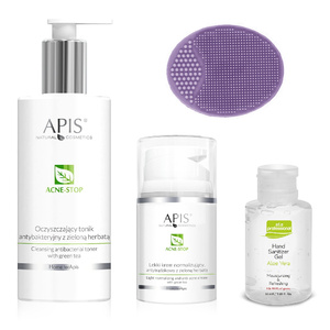 Antibacterial Toner 300 ml + Anti Acne Face Cream 50ml + Hand Sanitizer Gel 50 ml + Facial Cleansing Pad GRATIS